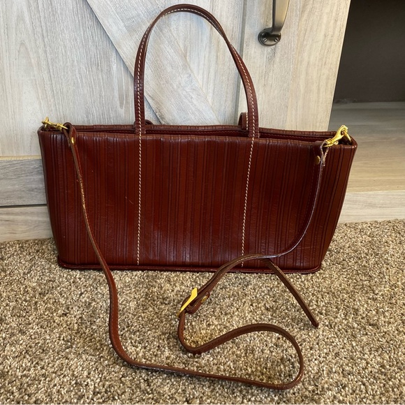 Vintage CEM Brown Leather 80's/90's Shoulder Handled Crossbody Handbag - Picture 3 of 14